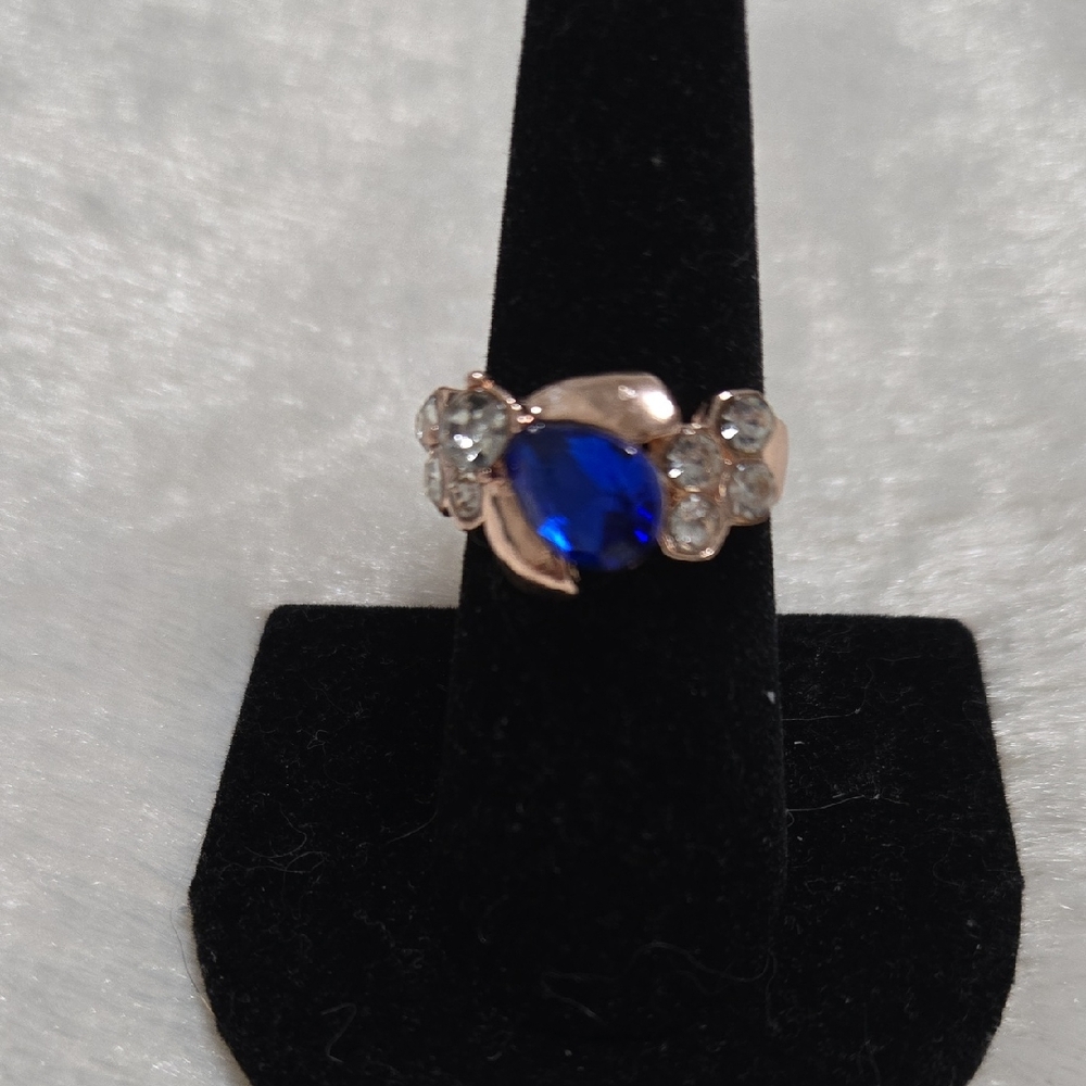 Blue and Silver Butterfly Accent Ring.Size 8.